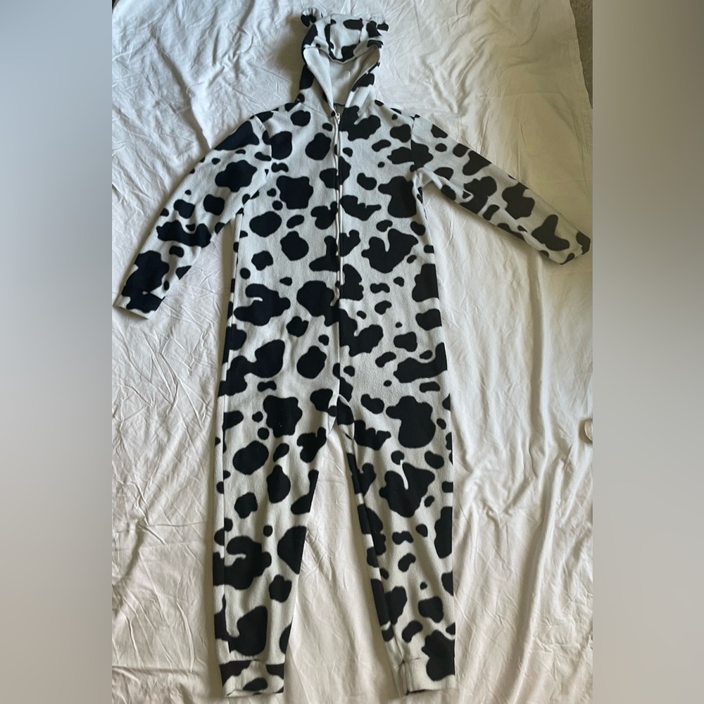 Medium onesie with hood black and white Cow costume old navy